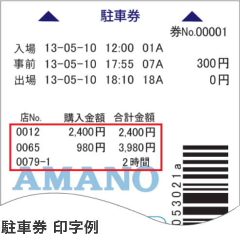 駐車券 印字例