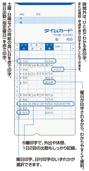 (業務用20セット) アマノ タイムパックカード（6欄印字）B - 5