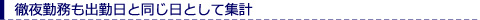 徹夜勤務も出勤日と同じ日として計算