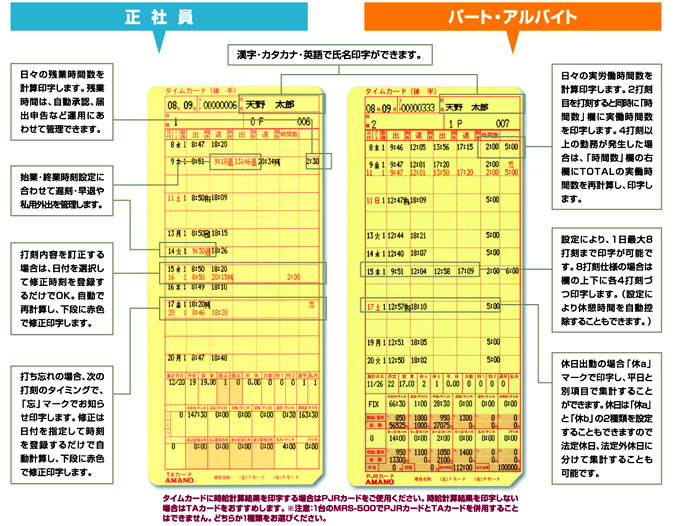 MRS｜時間集計タイムレコーダー｜勤怠管理のアマノ株式会社