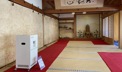 金閣寺の不動堂茶所で活躍する業務用空気清浄機